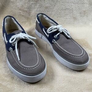 Polo Ralph Lauren Women's Lander Canvas Boat Shoes Deck Shoes‎ Gray/Blue Size 7D